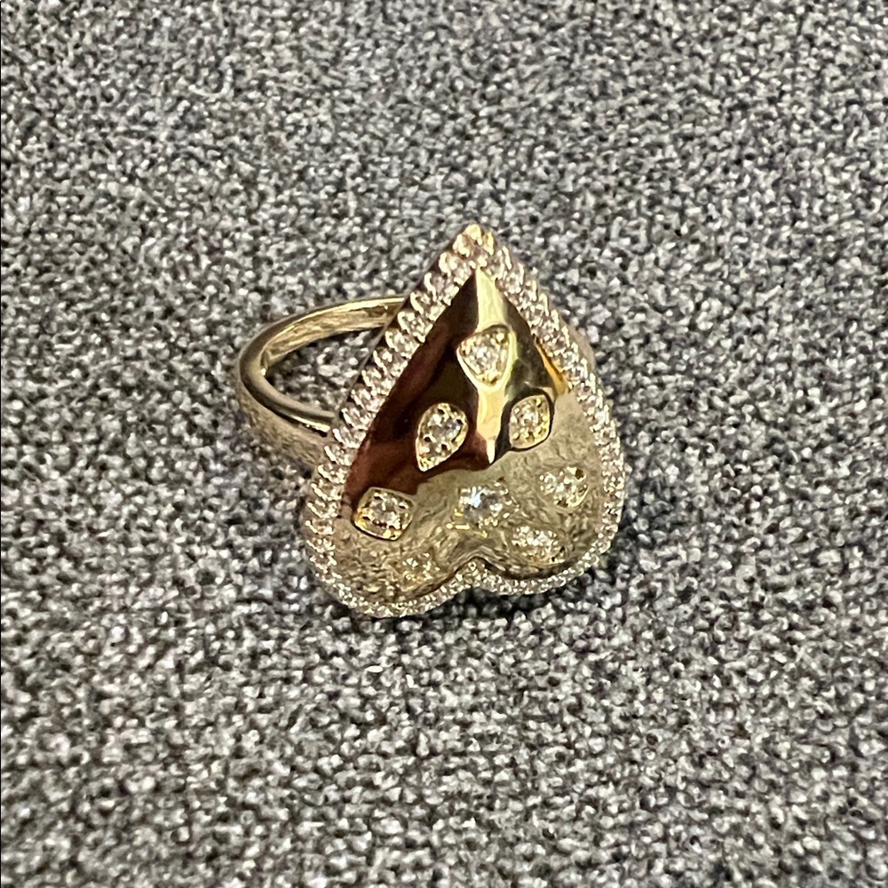 Gold Heart-Shaped Ring with Diamond Accents